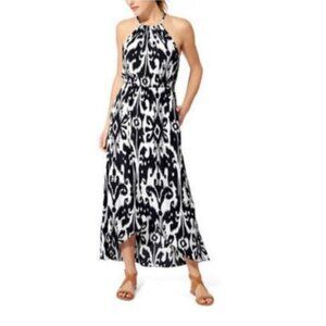 Athleta Womens Black & White Ikat Bloom Ripple Maxi Dress XS/S